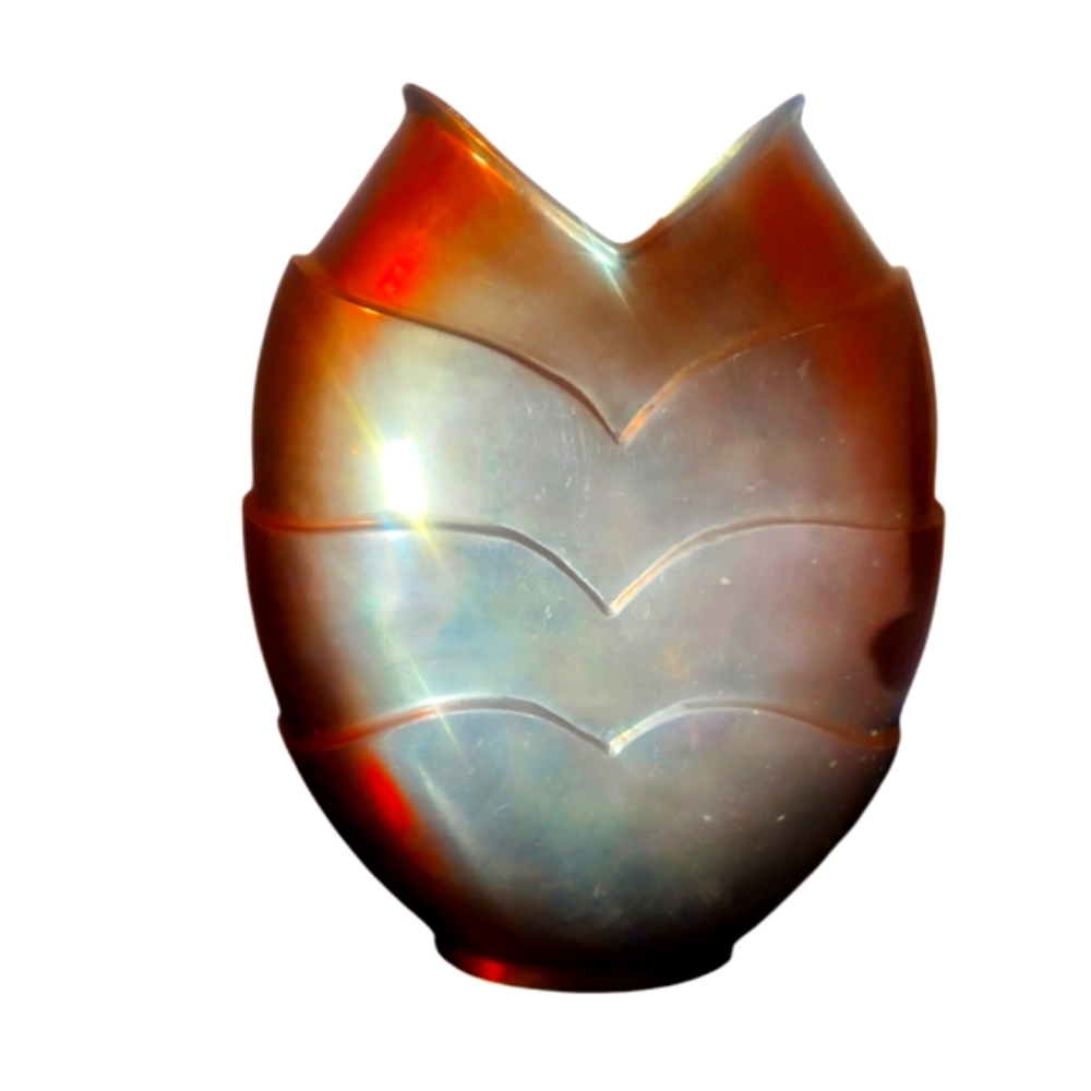 Vintage Solid Brass Pillow Vase | Shell Shape Heavy Vase | Art Deco Decor